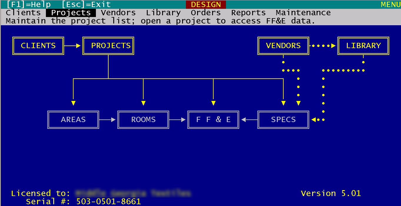 FF&EZ for DOS - Main Screen